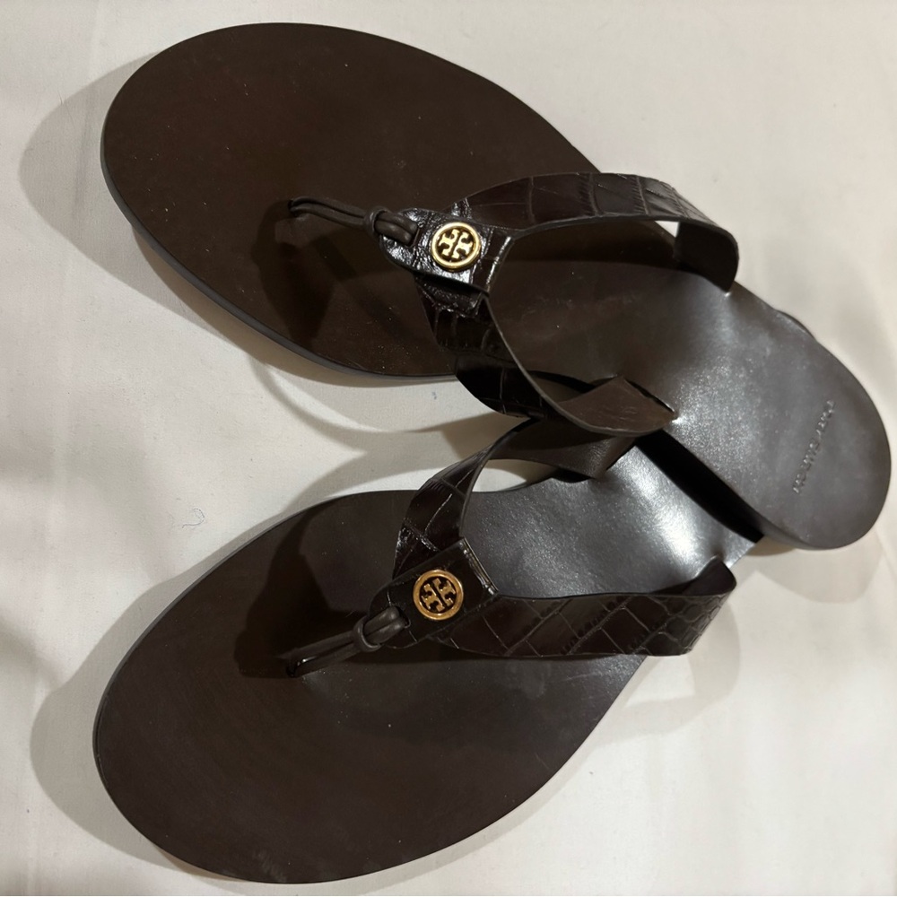 Tory Burch Croc Embossed Manon Sandals